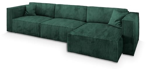 Masseno Ecksofa TOLMO P mit Schlaffunktion L-Form, Sofa mit Bettkasten, Wohnzimmersofa, Couch, Soffa, Bettsofa, Couchgarnitur- Grün, POSO 14