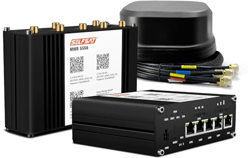 SELFSAT MWR 5550 5G Cat 20 WLAN Router bis 3,3 Gbps inkl. SATCO 5G Antenne schwarz