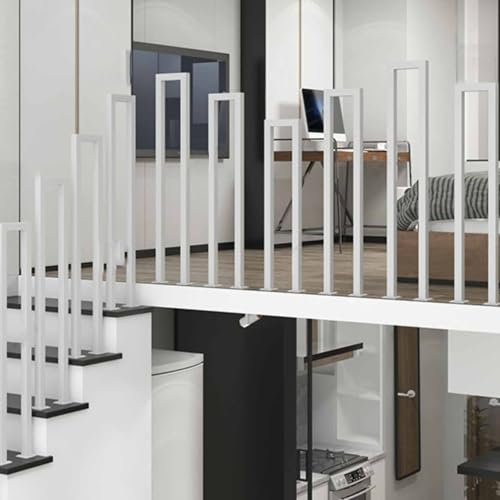Scala a forma di U/M, ringhiera in metallo antiscivolo per interni ed esterni, recinzione di sicurezza in ferro battuto retrò, supporto di facile installazione per disabili, kit bianco da 95 cm