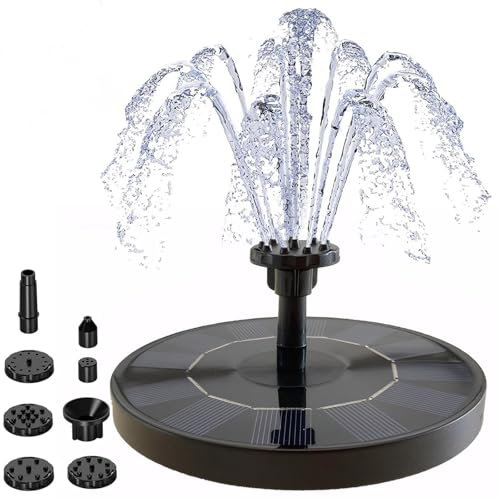 dijiusidy Solar Water Fountain, Circle Solar Powered Water Fountain Pump with 6 Nozzles, Floating Solar Fountain for Bird Bath, Garden, Pond, Pool (13cm, 6V-1W)