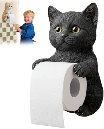 Porte Papier Toilette Chat,Porte-rouleuse Drôle,dévidoir Papier Toilette, Mural en Forme De Chat,Portes Rouleau Créatif Forme Chaton, pour Décor Salle Bain (A)