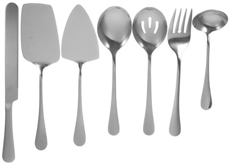 Alipis Posate in Acciaio Inossidabile Tagliapasta e Pala Per Torta Forchetta Da Dessert e Mestolo Per Buffet Utensili Da Portata Per Dolci e Cibo Occidentale