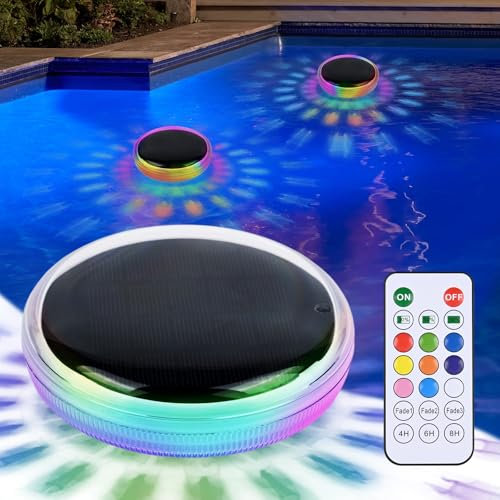 Lumiere Piscine Flottante avec Télécommande, Lampe Piscines Etanche IPX7, Lampe Piscine Flottante Étanche, Éclairage Piscine Submersible Coloré, Lumière Baignoire pour Bain, Spa (B)