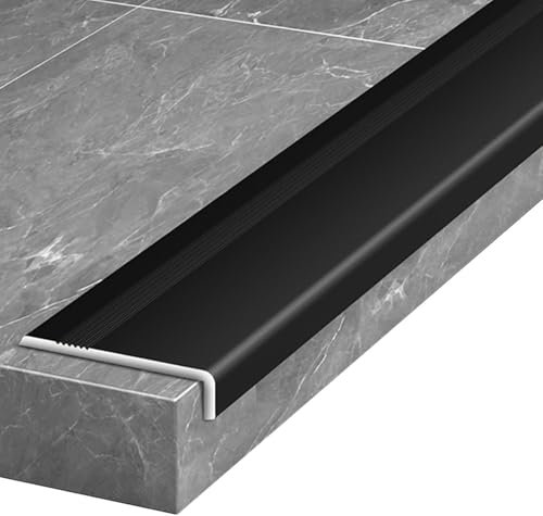 AVLLSO Profili in Alluminio Profilo Angolare Alluminio a L per Gradini, Spigoli Parete, Soglia & Davanzale Finestra, Protezione Bordi Casa(Black Wxh-20x4mm,L-110cm/43.3)