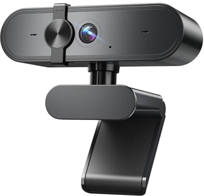 Edew 1080P webbkamera datorkamera med mikrofon och bred vy – automatisk ljuskorrigering webbkamera för PC, Mac, bärbar dator, stationär dator – inbyggt integritetsskydd Plug & Play USB för Zoom/Skype