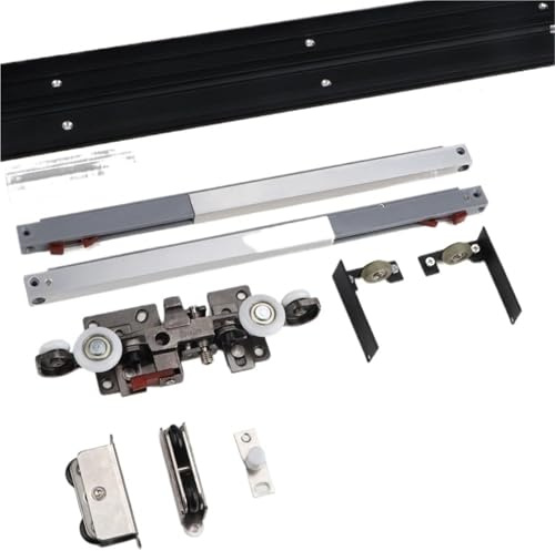 Pocket Door Hanging Rail Hidden Sliding Ghost Door Barn Door Hardware Track Kit Translation Two-Way Buffer Fitting Suitable for Door Widths 950mm-1500mm