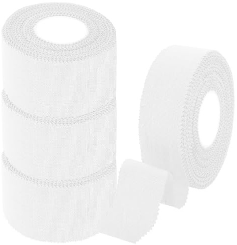 MOTIBACK Sporttape Lot de 4 rouleaux de ruban adhésif de sport professionnel (3 x 3,8 cm + 1 x 2,5 cm x 10 cm) Bandes non élastiques indéchirables pour poignets, doigts et articulations – Doux pour la