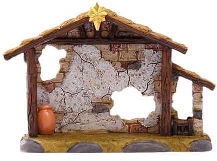 KiBcsLic Christmas Manger Scene Nativity Stable Empty Nativity Scene Christmas Wooden Creche for Tabletop Display Indoor, Living Room 8.5cm Tall