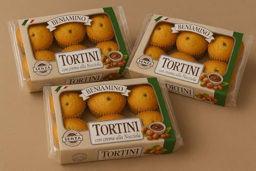 Beniamino Tortino Merendine Assortite 200g-250g Merenda Gusti Limone, Crema Latte, Yogurt, Gocce di Cioccolato, Albicocca, Crema Nocciola Confezione da 3 o 6 Pezzi (3, Crema Nocciola 250gr)