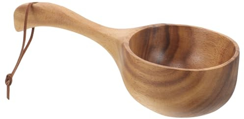 Hohopeti Cucchiaio da Bagno in Legno di Acacia Multiuso Mestolo per Acqua da Cucina e Giardino Manico Spesso Ergonomico Capacità Resistente e Leggero per Sauna e Irrigazione Piante