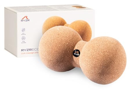 RYZR EcoPeanut – Kork Duoball 16×8 cm | Präzise Selbstmassage für Rücken, Nacken & Wirbelsäule | Entlastet paravertebrale Muskulatur | Nachhaltig, antibakteriell, robust | Mobility & Faszientraining