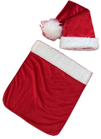 Santa Hats & Pocket Photography Props Soft Polyester Christmas Outfit for Newborn Photo Shoots 0-4 Weeks Baby Gift Baby Santa Hats & Pocket Photoshoot Prop