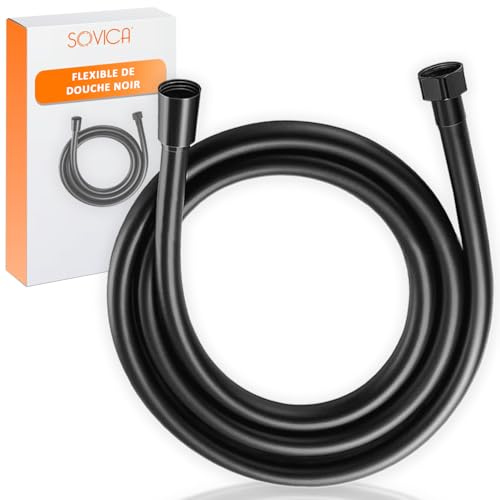 Manguera ducha negra 2,5m PVC flexible con sistema antitorsión
