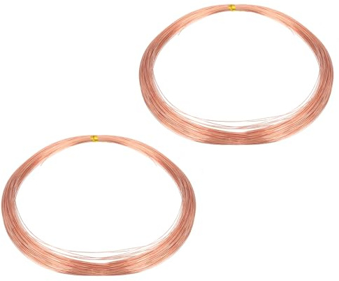 QUARKZMAN Reiner Kupferdraht, Blanker T2 Kupferdraht, Kupferspule Reiner Kupferkabel für Basteln Schmuckdraht Gartenarbeit Elektrotechnik und DIY, 2 Stück 118Ft (36m) 32 Gauge (0.2mm)