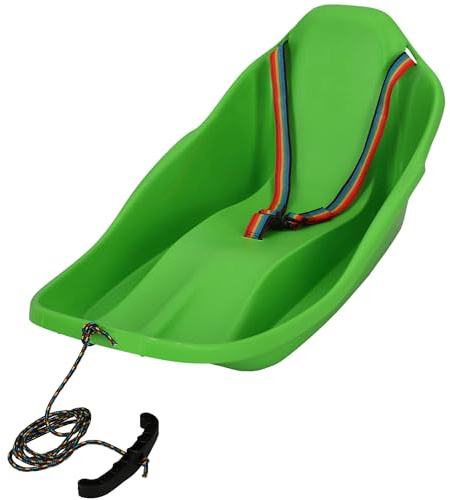 KOTARBAU® Trineo Nieve - Trineo Niños - Plástico - 72x37x32 cm - Verde - Deslizador Nieve - con Respaldo y Cinturón Seguridad - con Cuerda De Arrastre