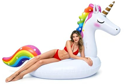 Poojaed Enorme Unicorno Gonfiabile - Piscina Galleggiante - Giocattoli Gonfiabili - Unicorno & Bambino Galleggiante E Sedia per sport acquatici