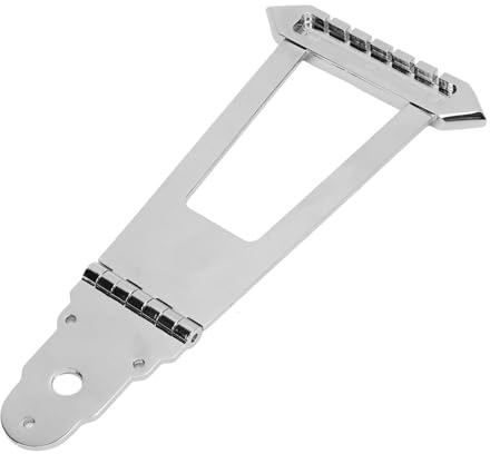 Cryfokt 6-saitige Jazz-Akustikgitarre, Trapez-Saitenhalter, Glänzende Metallbrücke für Bass, Silberfarben, Geschenk für Musikliebhaber, Geeignet für Jazz-E-Gitarre