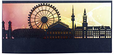 KOCHDIALOG SkylineCard - als Weihnachtskarte - Neujahrskarte - Geschäftskarte - Glückwunschkarte - Geburtstagskarte - Städtekarte (München)