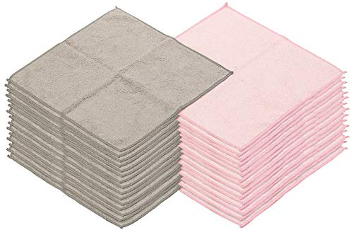 Sichler Beauty Abschmink-Tuch: Mikrofaser-Kosmetiktücher zur Gesichtspflege, 30 STK,rosa,grau,30x30cm (Make-Up-Entferner, Microfasertuch)
