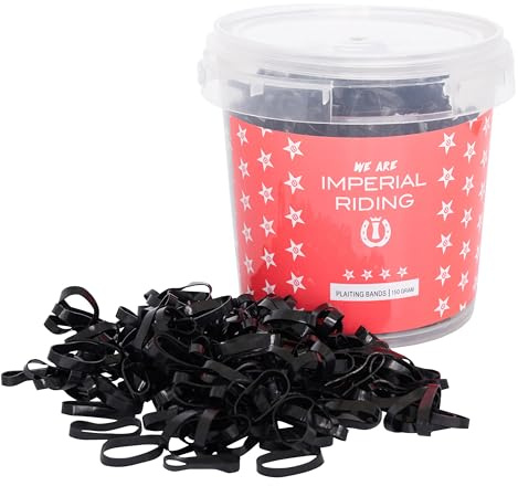 Imperial Riding Einflechtgummis IRH Profi-Box 150 g, Gummibänder zum Flechten der Pferdemähne in Aufbewahrungsbox, Schwarz, 1SIZE