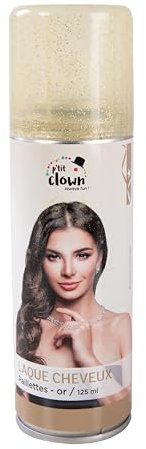 P'TIT CLOWN - 72521 - Spray laque cheveux à paillettes - 125 ml - or