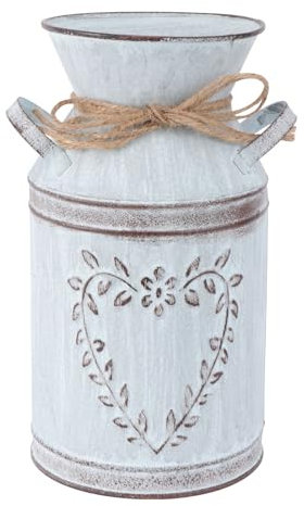 Happyyami Metal Flower Vase Rustic Shabby Chic Milk Can Galvanized Jug Tin Vase for Table Centerpieces Bedroom Kitchen Decor