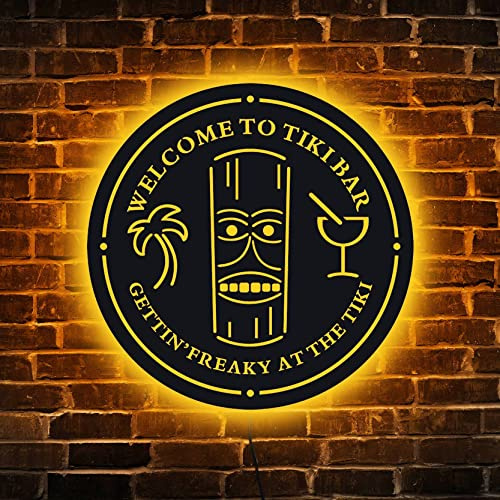 soulglass Benvenuto alla luce dell'insegna al neon di Tiki Bar Personalizza il tuo nome Tiki Bar a tema dell'anno est Pub da casa Insegna al neon LED colorata Cocktail in stile discoteca