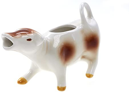 Milchkännchen Sahnekuh Sahnekännchen als braun weiße Kuh H.: 8cm L.: 15cm 100ml (Ohne Glöckchen)