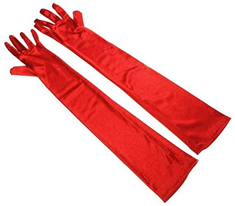 52 cm lange Abendhandschuhe aus Satin, Abend-Opernhandschuhe, Satin-Ellenbogenhandschuhe, 1920er-Jahre-Stil, Abschlussball-Handschuhe, Kostümhandschuhe für Hochzeit, Abschlussball, Oper, rot, Red