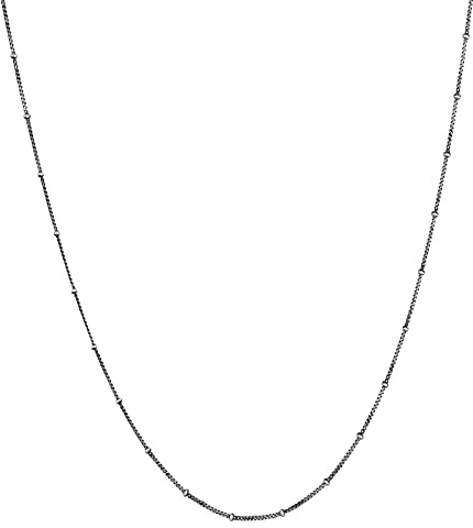 Kuzzoi Silber Halskette, Basic Kugelkette für Männer, Handgefertigte Herrenkette (1 mm) aus 925er Silber oxidiert, Silberkette für Anhänger, Länge 50 cm