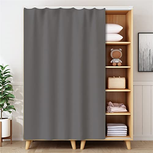 Liveinu Rideaux Armoire pour Armoire de Cuisine, Salle de Bain, Rideau Anti-poussière pour étagères, Panneau Mural,Installation Crochet et Boucle 100x200cm （L x H Gris
