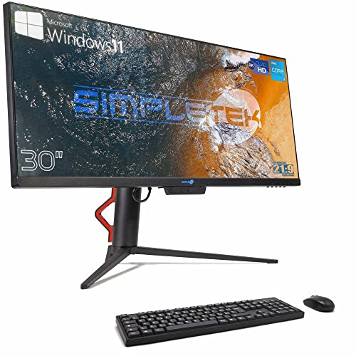 SIMPLETEK All in One 30 Schermo 2K Core i3 16GB SSD 2TB Windows 11 Pro | Ultrawide IPS 21:9 WiFi6 Bluetooth 5 Webcam Integrata PC Desktop Fisso Aio