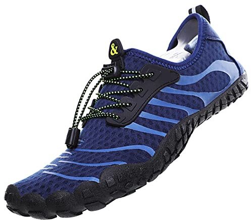 Vatten skor för män och kvinnor Strandskor Snabb torkning Badskor Barfota Surfskor Vattensporter för havet Aqua Simning Skor Unisex, Blå, 44 EU