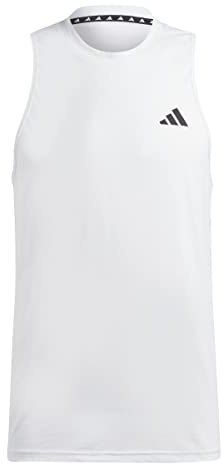 adidas Uomo Train Essentials Feelready Training Sleeveless Tee, White/Black, XXL