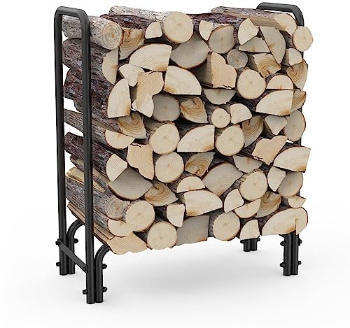 onlyfire Portalegna da Esterno in Metallo, Magazzini per Tronchi Pesanti da Esterno/Interno, Portaceppi per La Conservazione Della Legna del Caminetto,70.3×30×84.5 cm