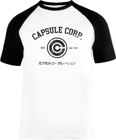VENDAX Capsule Corp. Unisex Baseball T-Shirt Manches Courtes Homme Femme Blanc Noir