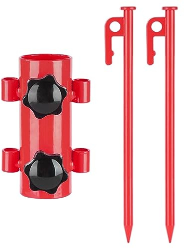Thereisno Camping Tent Rod Holder Adjustable Tent Awning Rod Holder Canopy Rod Fixed Tube Stand with Tent Pegs Easy to Install Tent Rod Holder 2X Tent Peg