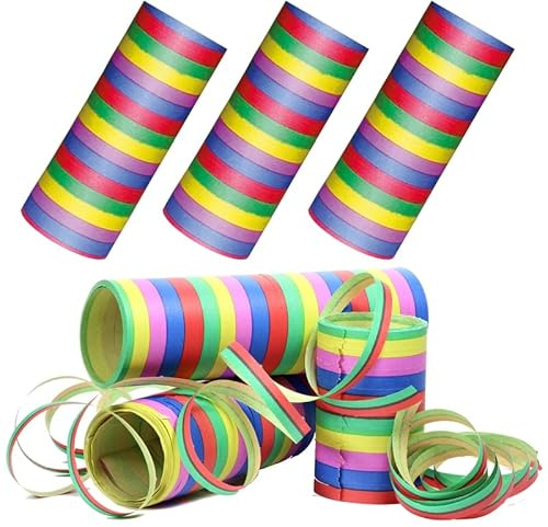 Nico Europe® - Luftschlangen aus Papier Bunt 5-farbig 10er Set à 18 Abrissen - Partydeko Partyschlangen zum Pusten für Karneval, Fasching, Geburtstagsfeiern, Jubiläen & Co. - Für drinnen & draußen