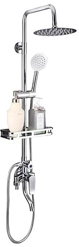 Stainless Steel 304 Silver Shower Faucet Set, Wall Mount Triple Function Shower System, Shower Set Including 8 Rainfall Shower Head with Handheld Combo, Shower Faucet Complete Set, Outdoor Shower