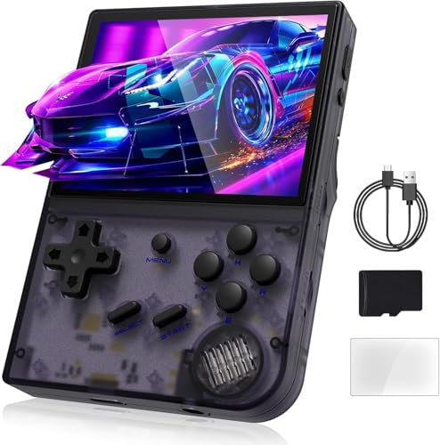 Retro Handheld Game Console, RG35XX Handheld Emulator Console, Portable Game Console Built-in 5474 Classic Games, Speaker, 2600mAh Rechargeable Battery(Purple), Mini