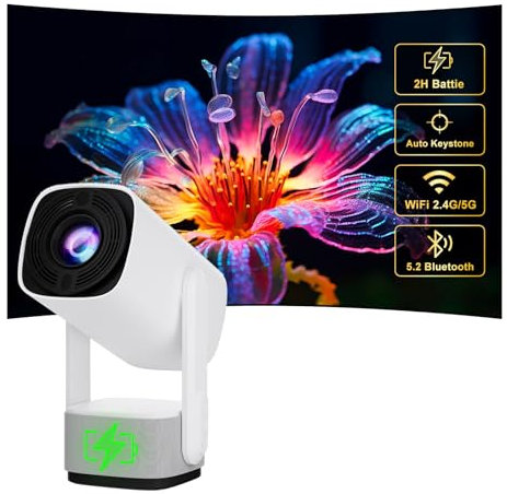 Eroshoo Portable Projector 4K 1080P, Mini Projector with Auto Keystone & Short Throw,Android Outdoor Projector with Wifi6 BT5.2,10000Lumen for Compatible with Tablet/PC/TV Stick