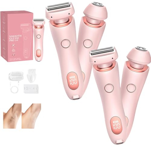 Rasierer Damen Elektrisch, Intimrasierer für Frauen,Smooth Skin,Elektrische Trimmer Rasierer mit LED-Anzeige für Damen (2 Stück)
