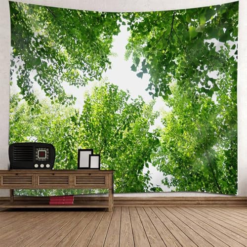 Musihy Natur Wandteppich | Polyester Grüne Äste Wandteppich für Wohnzimmer, Zuhause, Zimmer, Wanddekoration | Grün, 150x130cm