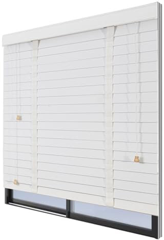 Generisch 50mm Lamellen Holz Jalousien, Blackout Holzjalousien, Jalousie Für Fenster Verstellbare, Sichtschutzrollos, Für Bad Küche Schlafzimme(Weiß)