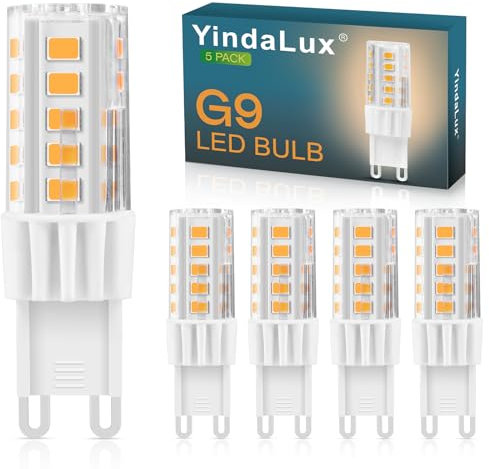 YindaLux G9 LED Lampe Warmweiß 2700K, 4W 550LM LED Leuchtmittel entspricht 55W Halogenlampe, G9 Glühbirne kein Flackern, Enegiesparende Kleine Birne, Nicht dimmbar, 5er Pack
