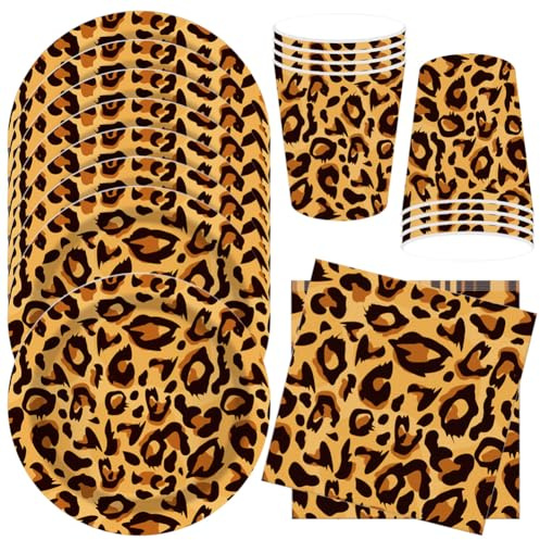 MEZHEN leopardmönster festservis barnfödelsedag dekoration födelsedag party porslin djungel papperstallrik mugg servetter baby party bordsdekoration set