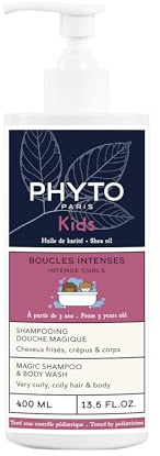 Phyto Paris - Shampooing Douche Magique 2-en-1 Boucles Intenses Enfants - Shampoing Démêlant - Nettoie Corps et Cheveux Frisés - Beurre de Karité et Miel d'Acacia - Shampoing Enfant Boucles Intenses