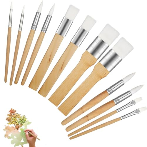 Enhance your artistic creations with this set of 12 rofessional artist paint brushes, designed for fine detail work. Each brush features a sturdy wooden handle for a comfortable and secure grip, makin
