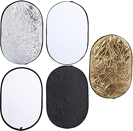 Yctze Riflettore Fotografico Pieghevole 60x90 Cm Riflettore 5 in 1 con Borsa Portatile Illuminazione per Studio Fotografico e Luce di Riempimento per Ritratto