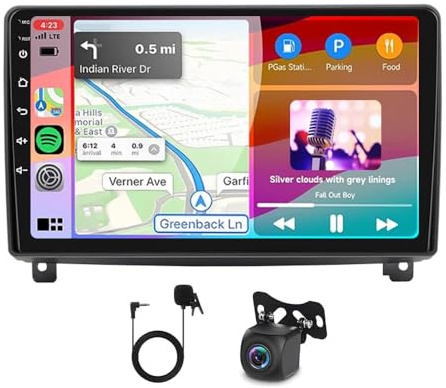 2+64G Android 14 Doppel Din Autoradio für Peugeot 407 2004-2008 GPS Navi mit Wireless Carplay Android Auto 4 core 9 Zoll Car Radio for Peugeot Radio Bluetooth WiFi FM SWC AHD Rückfahrkamera RDS/DAB